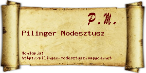 Pilinger Modesztusz névjegykártya
